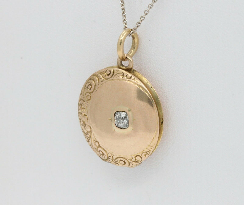 Victorian 10K Yellow Gold Diamond Memorial Locket