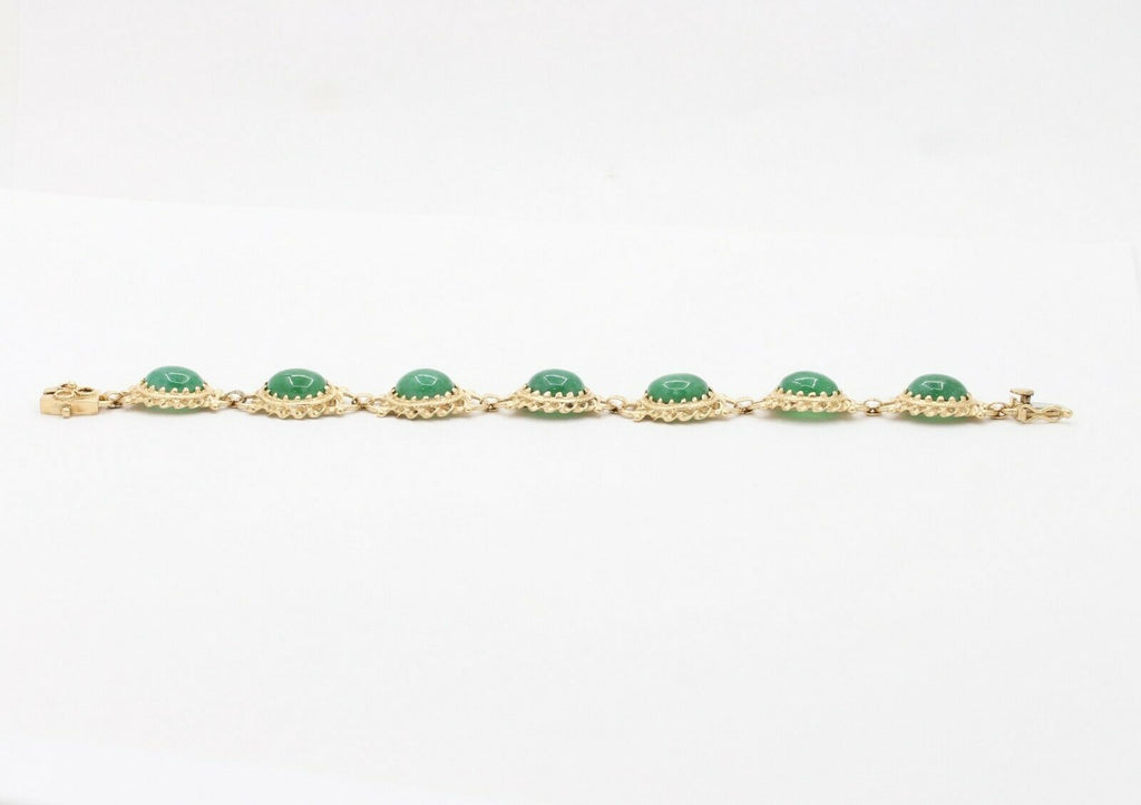 Beautiful Vintage Aventurine 14K Yellow Gold Bracelet