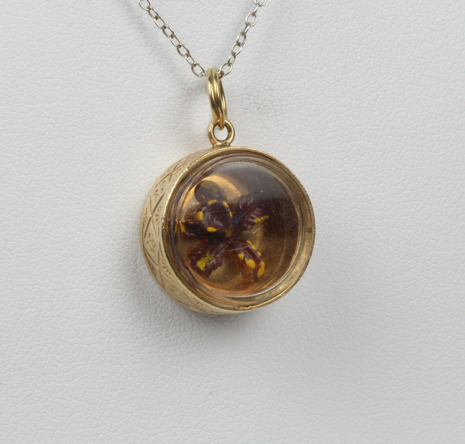 Vintage 14K Yellow Gold Encased Flower Pendant