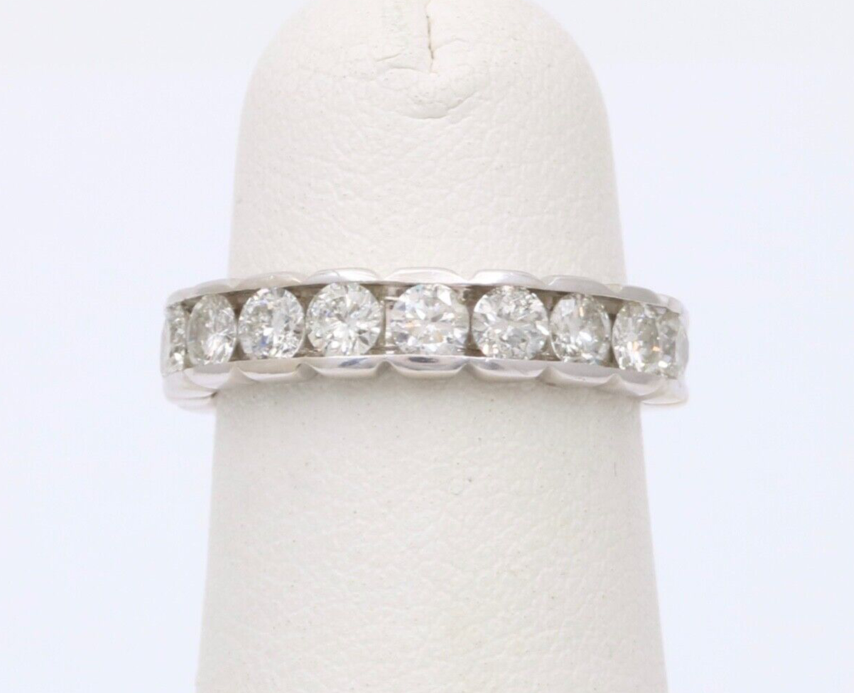 Vintage 14K White Gold Diamond Half Eternity Band.