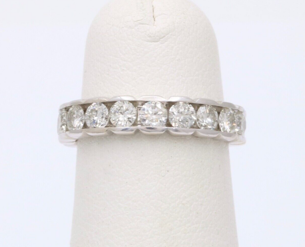 Vintage 14K White Gold Diamond Half Eternity Band.