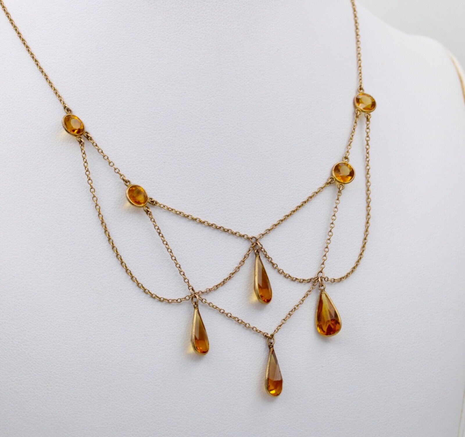 Vintage Festoon Chandelier Citrine Gold Filled Necklace