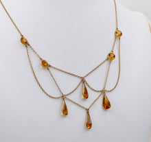 Load image into Gallery viewer, Vintage Festoon Chandelier Citrine Gold Filled Necklace
