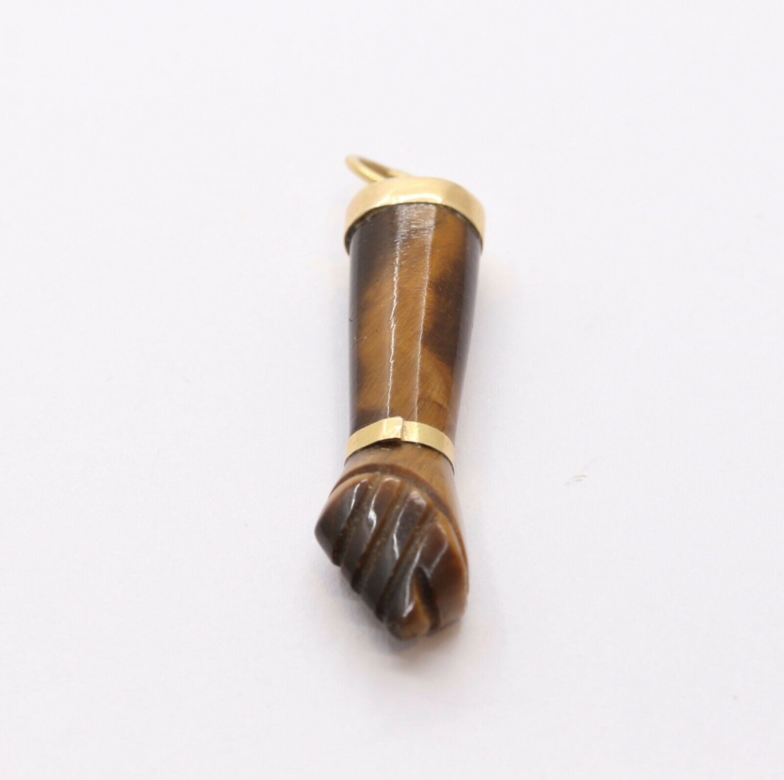 Vintage Tiger Eye Figa 18K Yellow Gold Pendant Charm