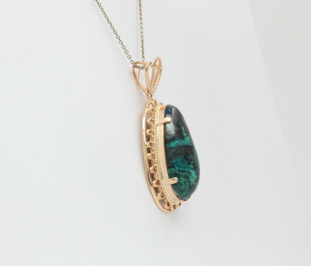 Vintage 14K Yellow Gold Turquoise Pendant
