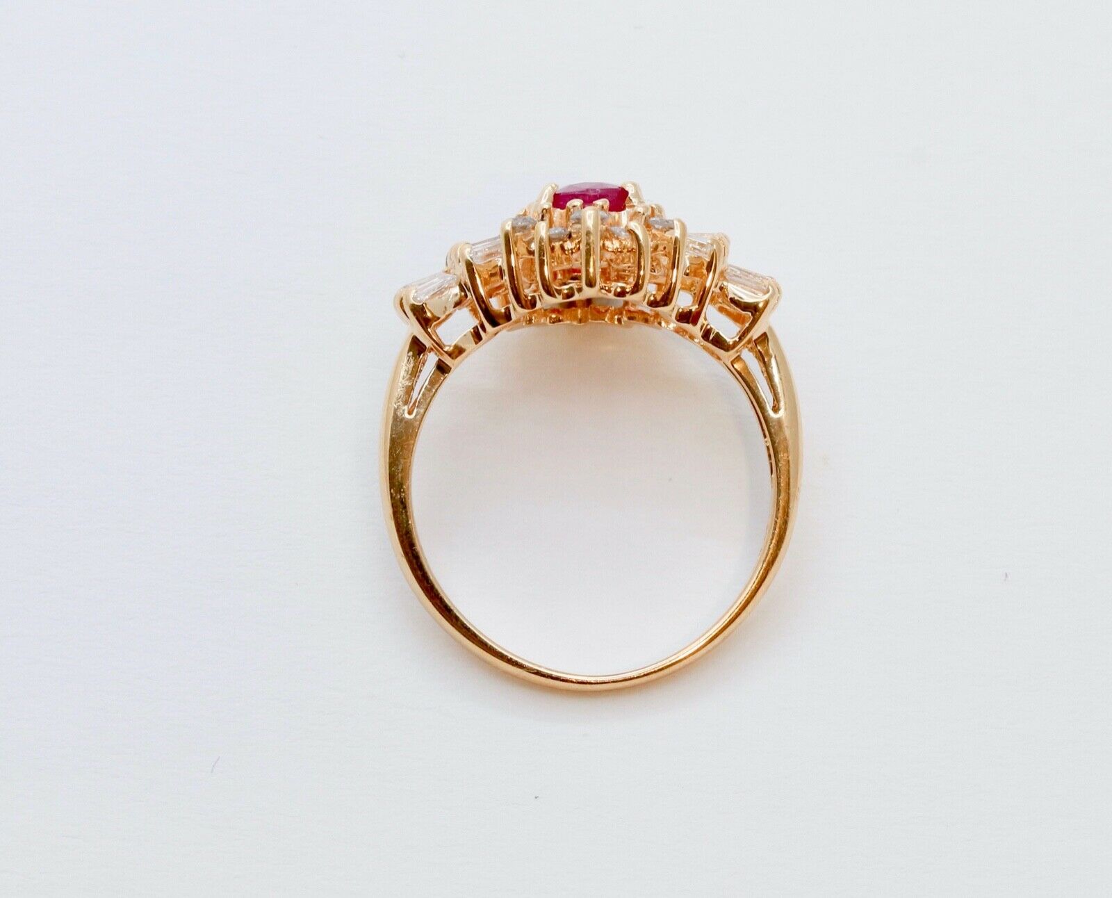 Vintage Ruby Diamonds 14K Yellow Gold Ring