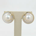Vintage 14K Yellow Gold Mabe Pearl & Diamond Clip Earrings