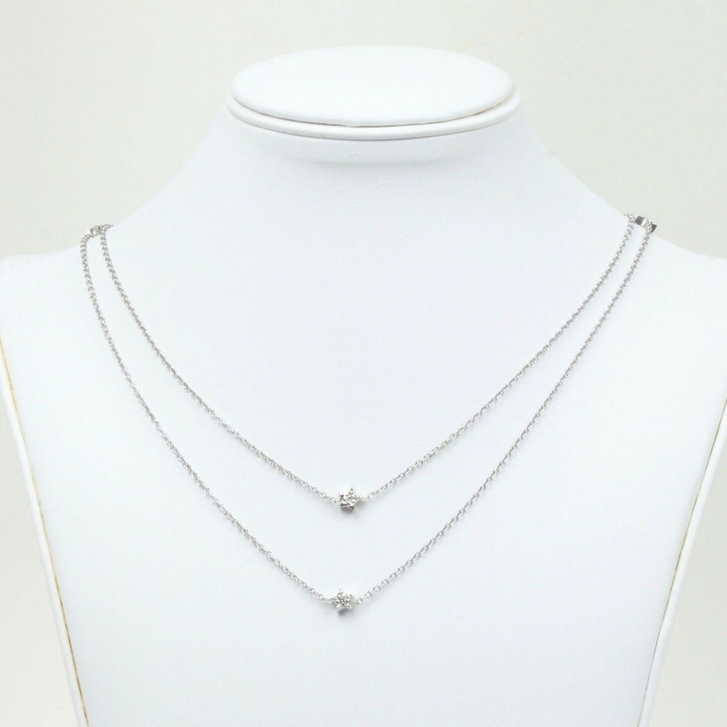 Vintage 18k White Gold Diamond Stackable Necklace