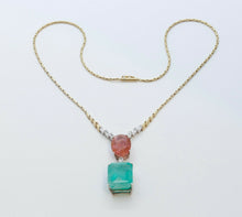 Load image into Gallery viewer, Vintage 18K Yellow Gold Huge Natural Emerald Tourmaline Diamond Statement Neckla
