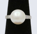 Art Deco Pearl Old Cut Diamonds Platinum Ring
