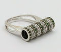 Sonia B 18K White Gold Interactive Diamonds and Green Garnet Movable Ring Band.