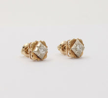 Load image into Gallery viewer, Antique Victorian 14K Yellow &amp; White Gold Old Mine Cut Diamonds Studs Earrings
