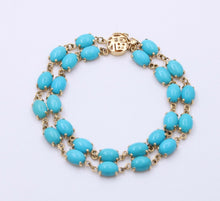 Load image into Gallery viewer, Vintage Turquoise Good Luck 14K Yellow Gold Bracelet
