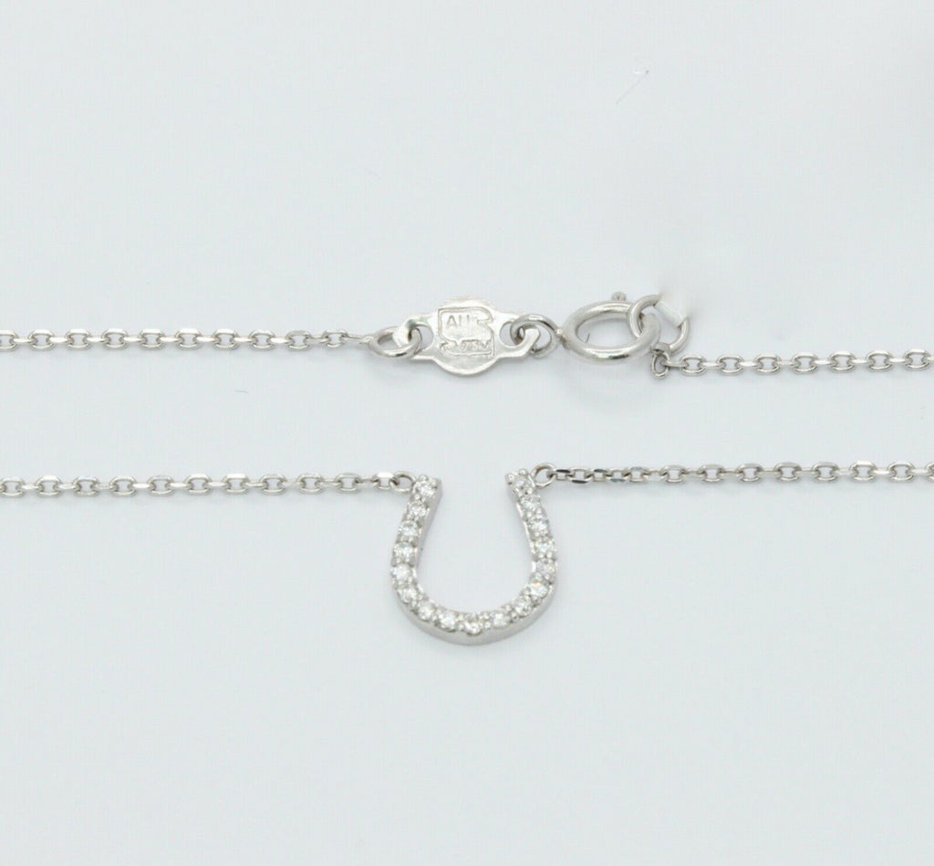 Lucky Horseshoe 18K White Gold Diamonds Necklace Pendant