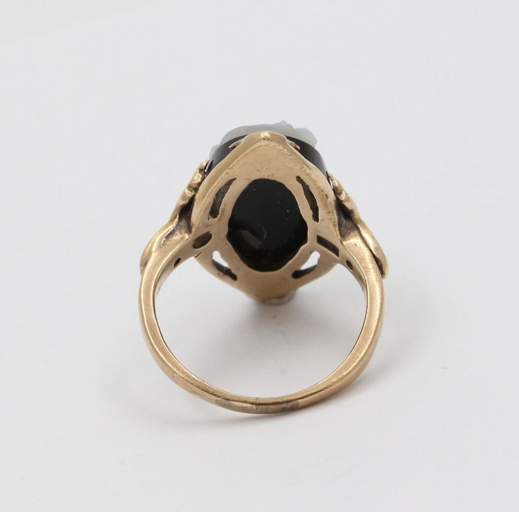 Art Nouveau Cameo Onyx 14K Yellow Gold Ring