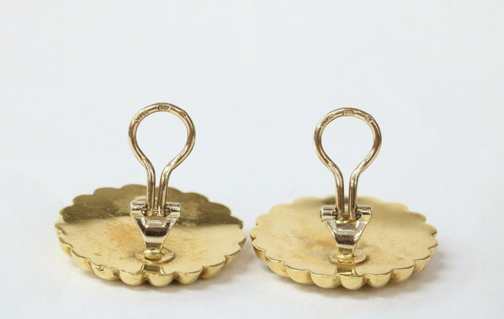 Vintage Diamonds 18K Yellow White Gold Chrysanthemum Flower Earrings