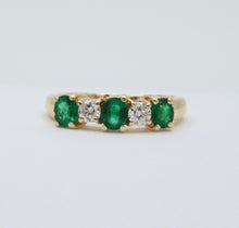 Load image into Gallery viewer, Vintage 14K Yellow Gold Emerald &amp; Diamond Band
