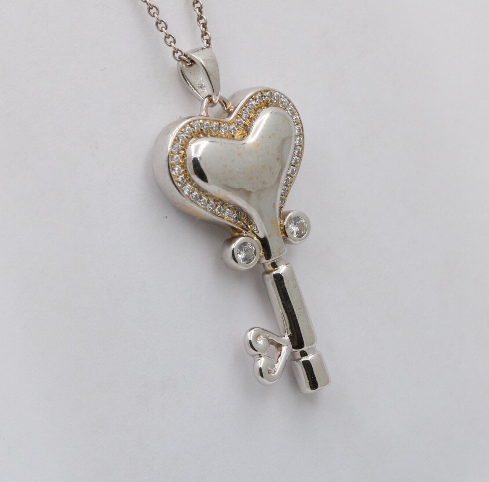 Classic Sterling Silver Open your Heart Key Charm Pendant