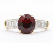 Load image into Gallery viewer, Vintage Platinum 18K Yellow Gold Red Spinel Diamond Alternative Engagement Ring
