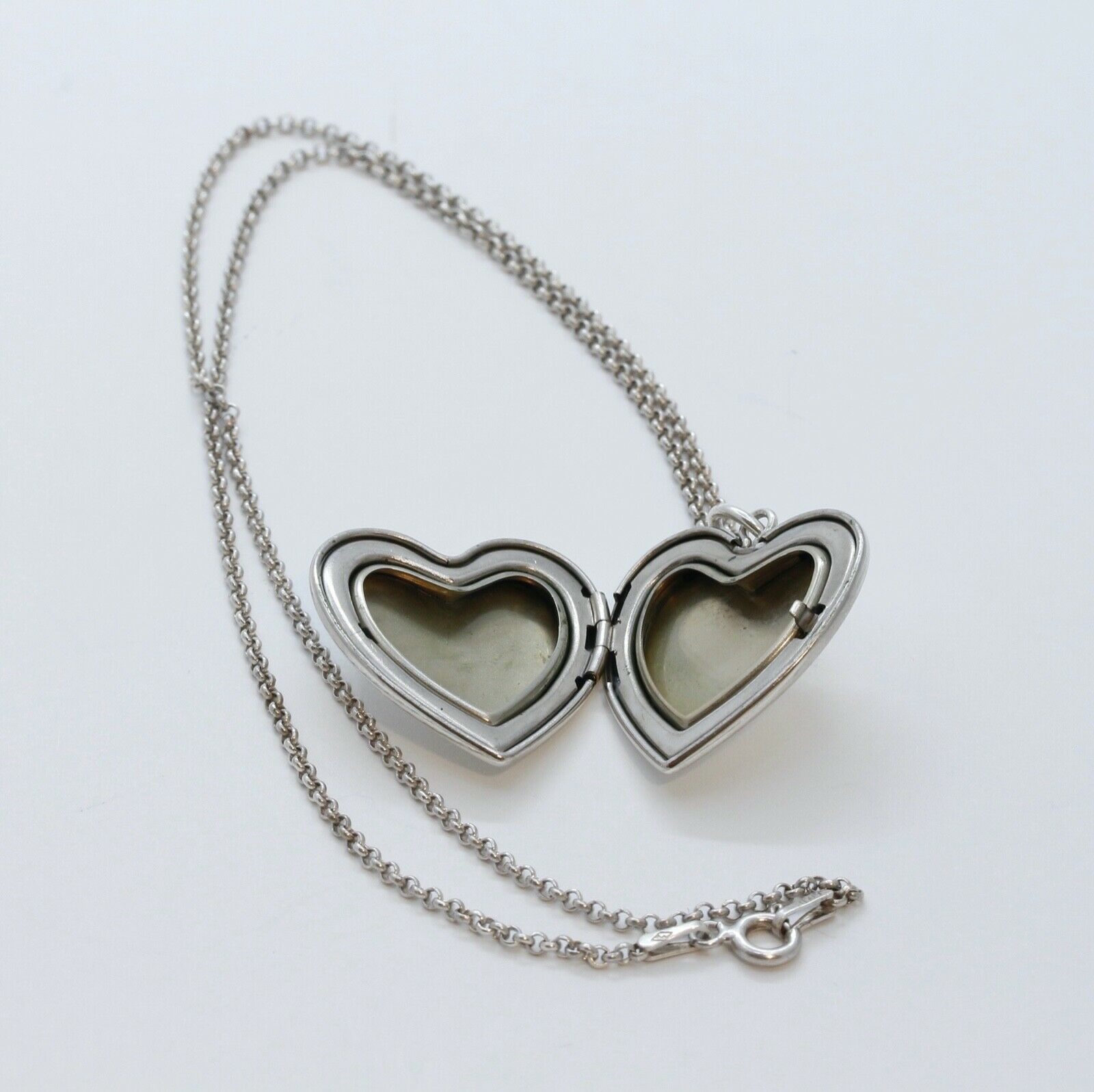 Vintage Heart Locket Pendant and Italian Sterling Silver Chain