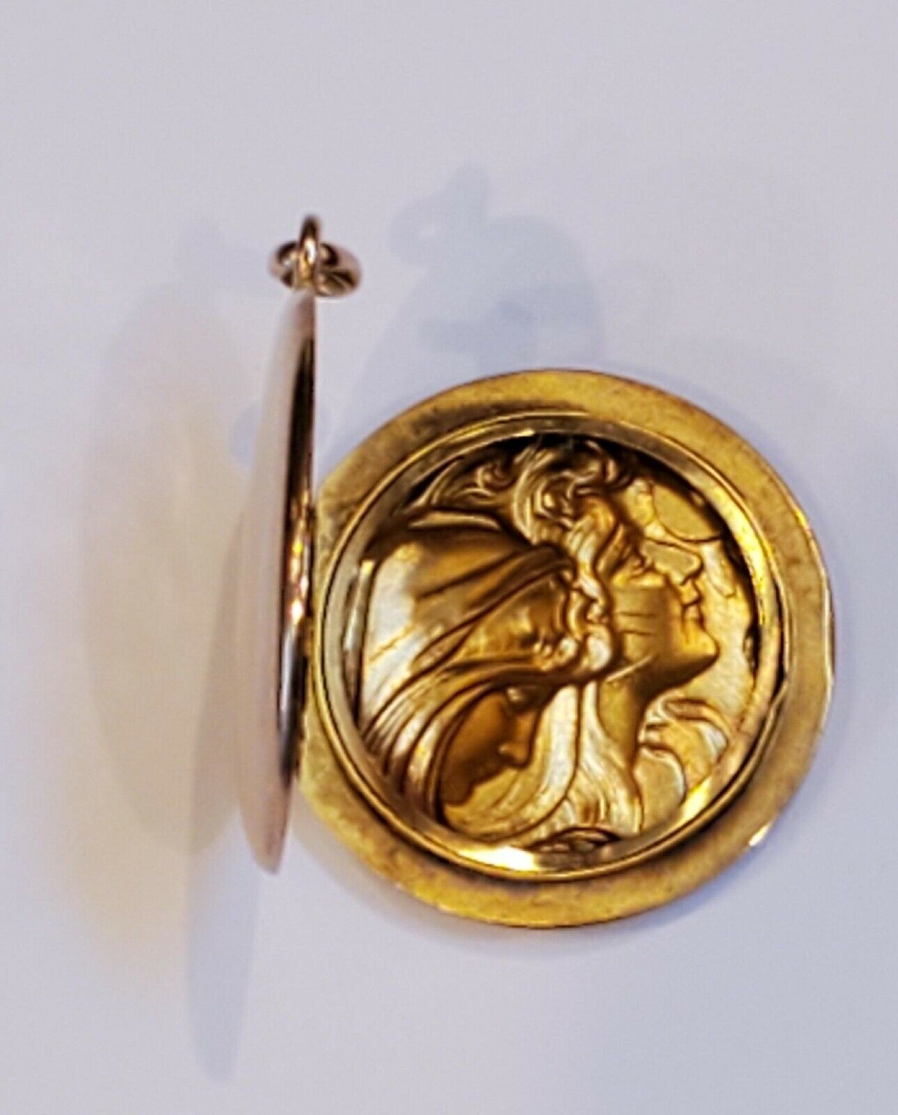 Victorian Repousse "Ladies Under The Star" Locket Pendant