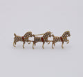 Victorian Hackney Horses Seed Pearls Red Enamel 14K Yellow Gold Brooch