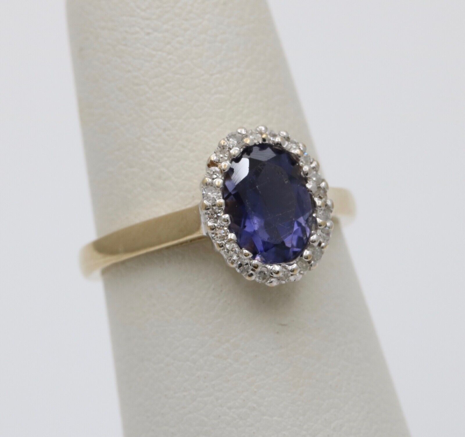 English 10K Yellow Gold Tanzanite & Diamond Ring
