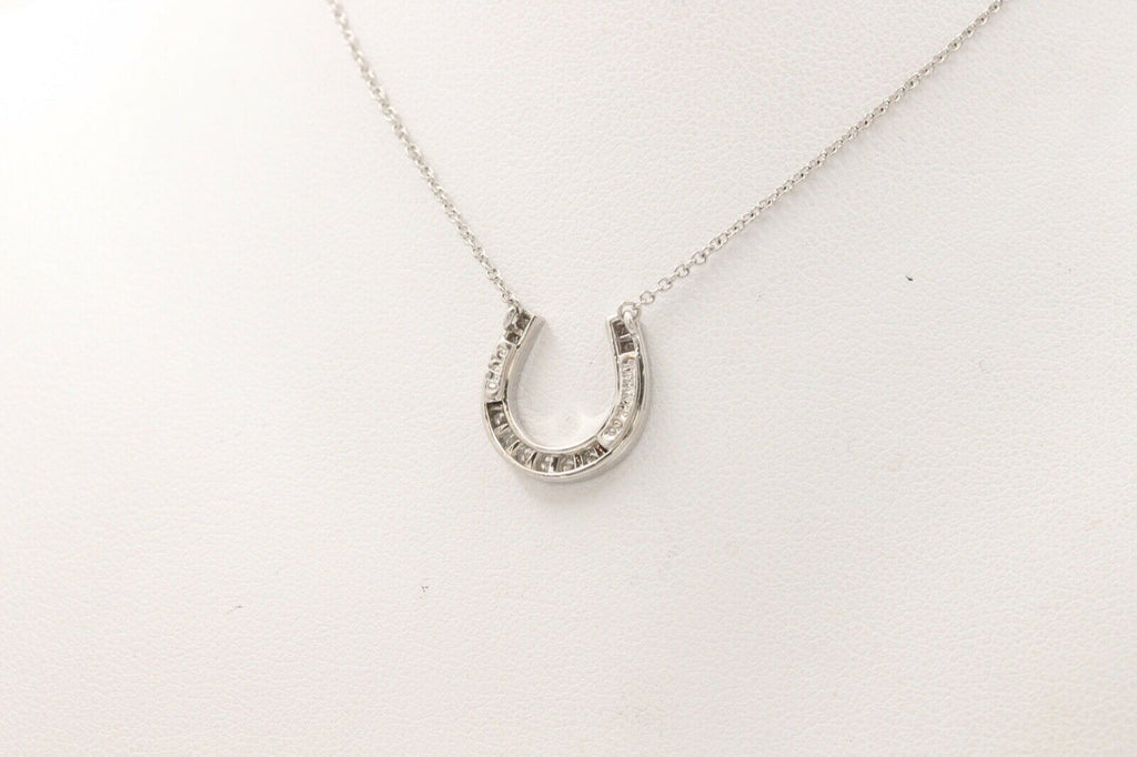 Classic Tiffany & Co HorseShoes Diamond Platinum Pendant, Necklace.