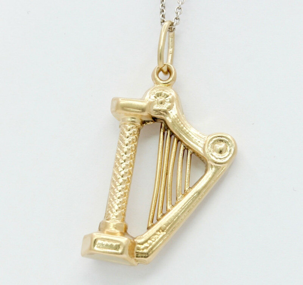 Vintage 14K Yellow Gold Golden Harp Pendant Charm