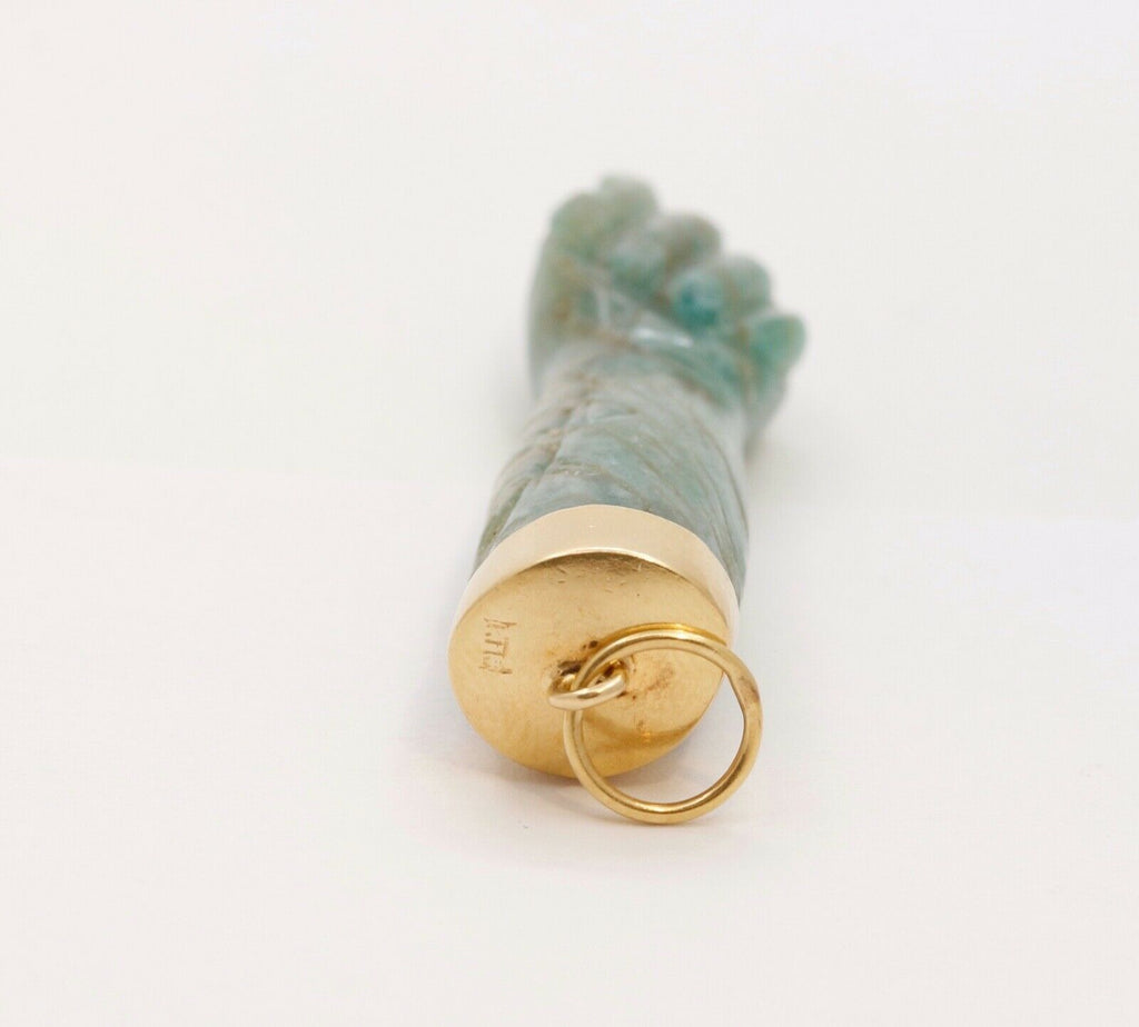 Vintage Jade 18K Yellow Gold Figa Pendant Charm