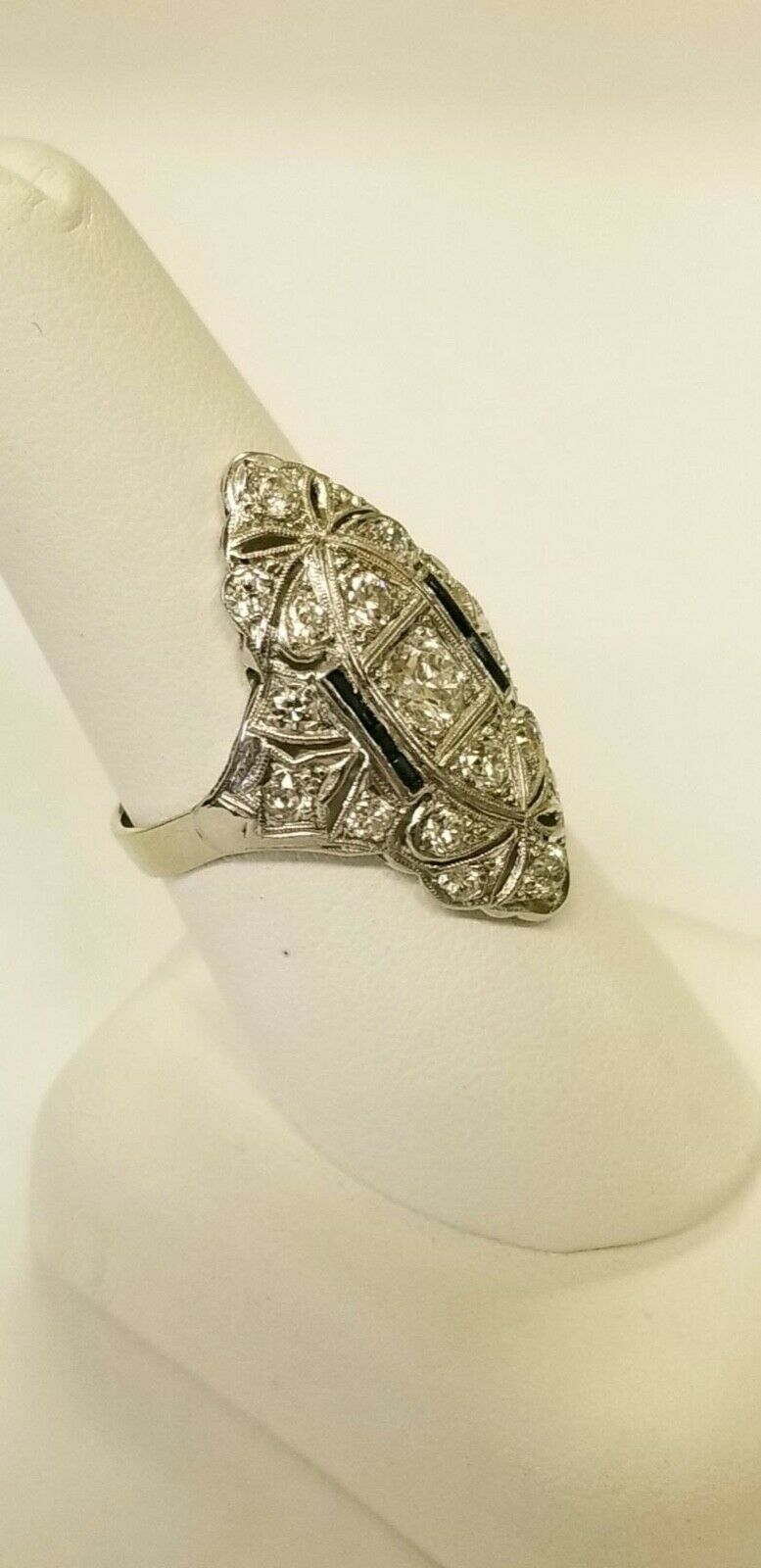 Art Deco Ladies Diamonds Sapphires Platinum Ring