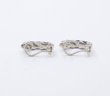 Load image into Gallery viewer, Vintage Blue Sapphire Diamonds 14K White Gold Earrings
