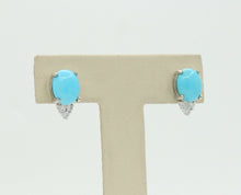 Load image into Gallery viewer, Ladies 18K White Gold Turquoise Diamonds Earrings
