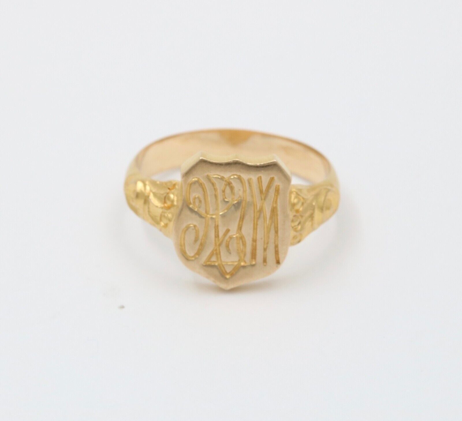 Antique Art Deco 14K Gold Shield Signet Ring, Ring Band