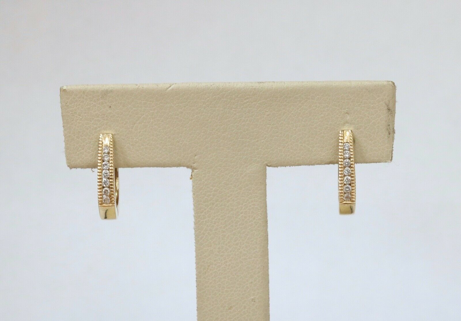 Vintage Diamonds 14K Yellow Gold Huggie Milgrain Earrings