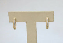 Load image into Gallery viewer, Vintage Diamonds 14K Yellow Gold Huggie Milgrain Earrings
