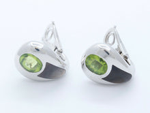 Load image into Gallery viewer, Mauboussin Vintage 18K White Gold Peridot Mother of Pearl Earrings
