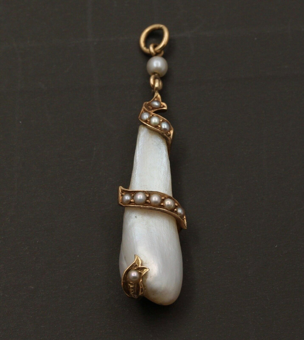 Victorian Snake Around Natural Pearl Pendant