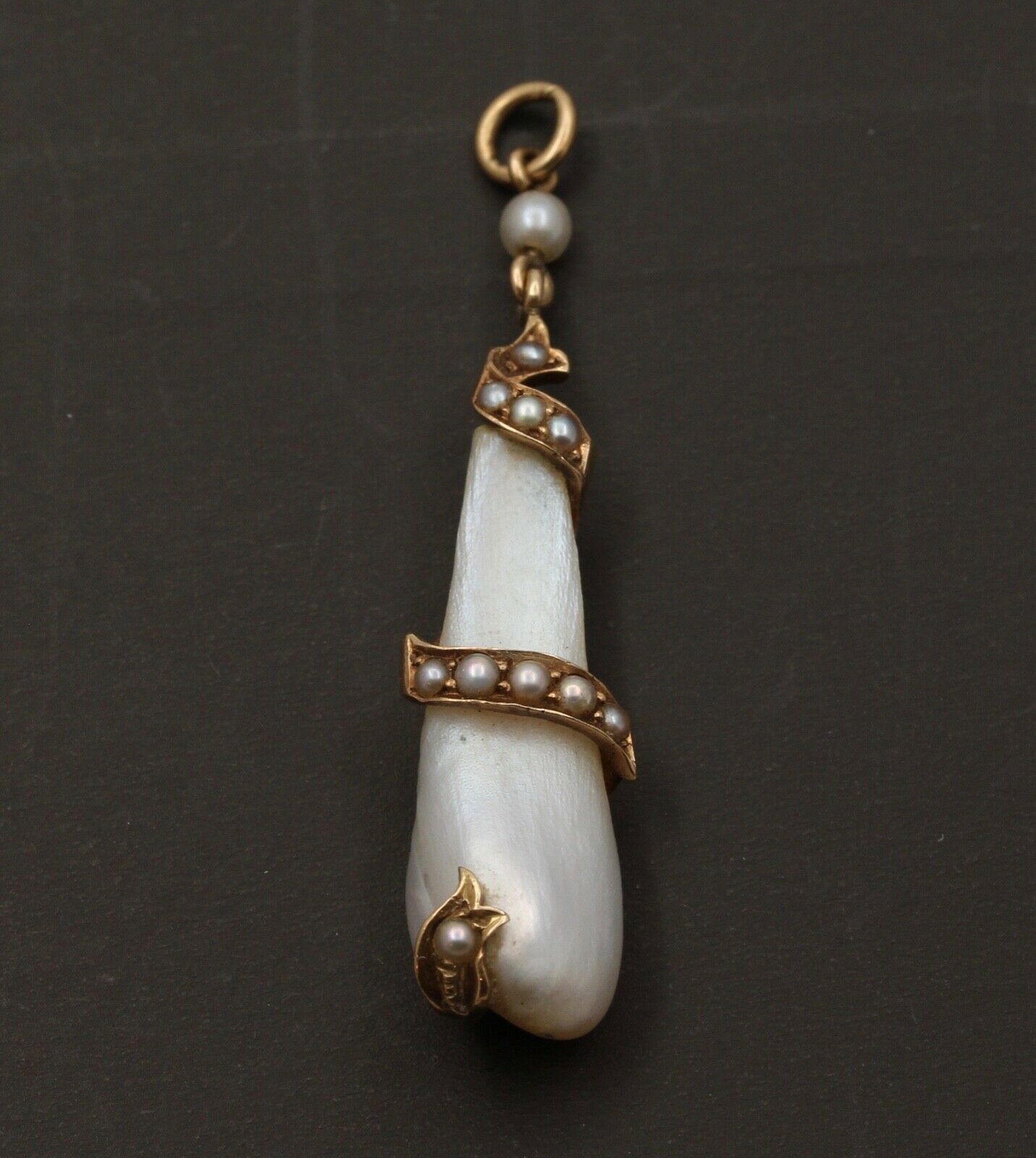 Victorian Snake Around Natural Pearl Pendant
