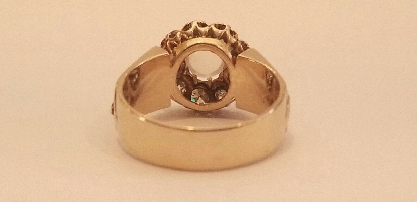 Important Historical Georgian Old Mine Diamonds Moonstone 18K Rose Gold Ring