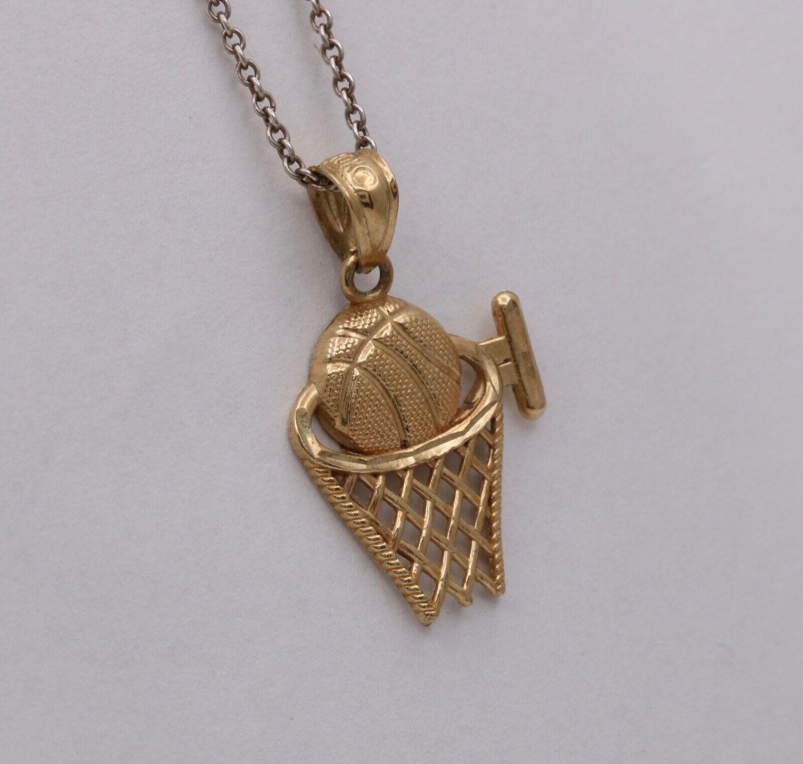 Vintage 10K Yellow Gold Basketball Hoop Charm, Pendant.
