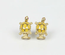 Load image into Gallery viewer, Vintage Turtle 14K Yellow Gold Rubies Enamel Ladies Earrings
