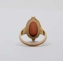 Load image into Gallery viewer, Antique 14K Yellow Gold Cushion Coral Leaf Ring
