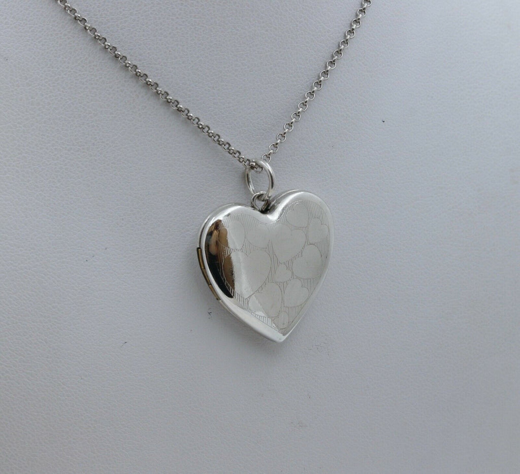 Vintage Heart Locket Pendant and Italian Sterling Silver Chain