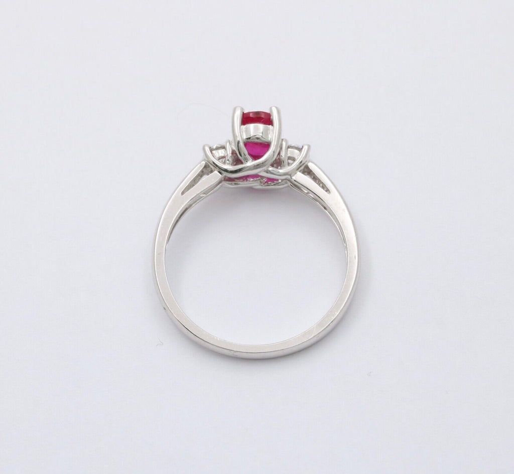 Vintage Ruby Diamonds 10K White Gold Ring