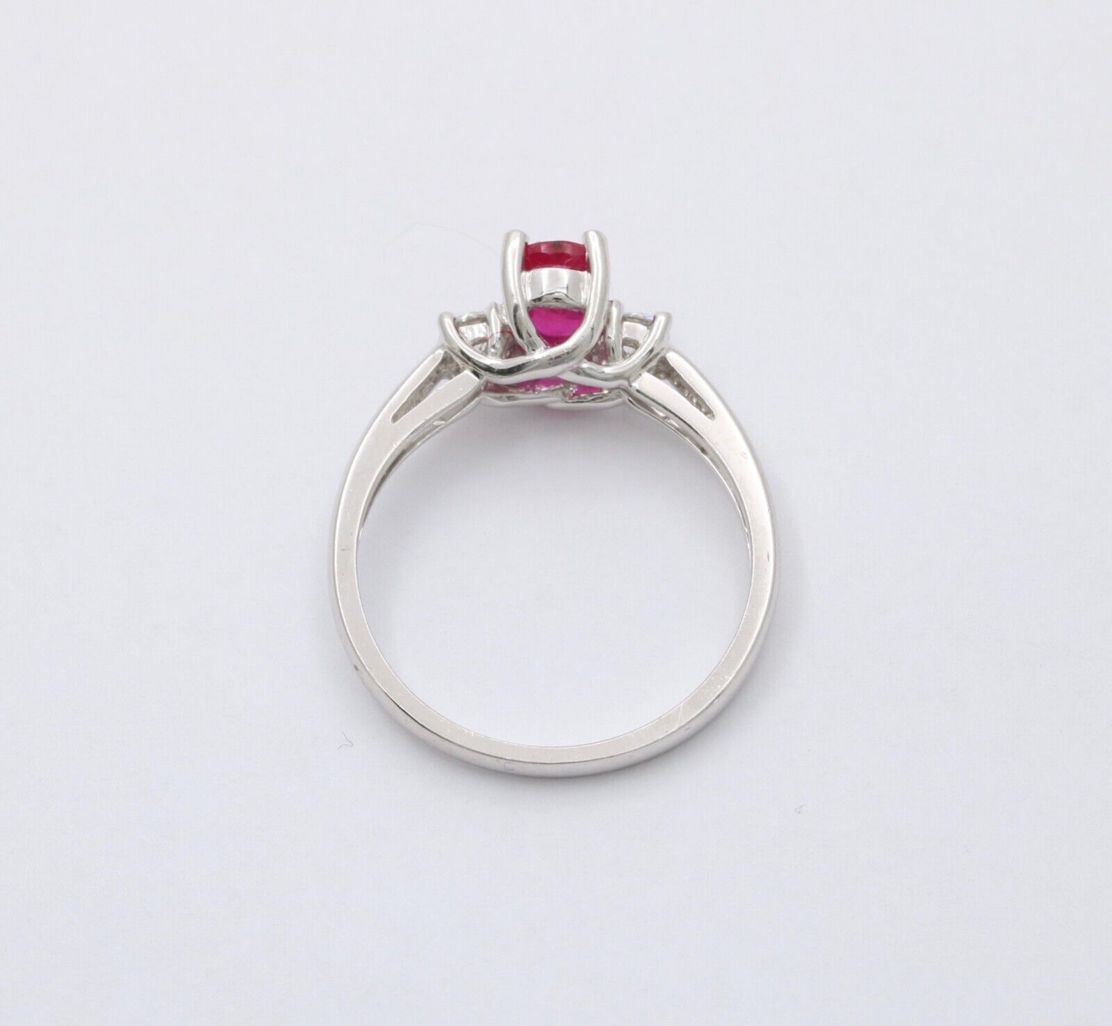 Vintage Ruby Diamonds 10K White Gold Ring