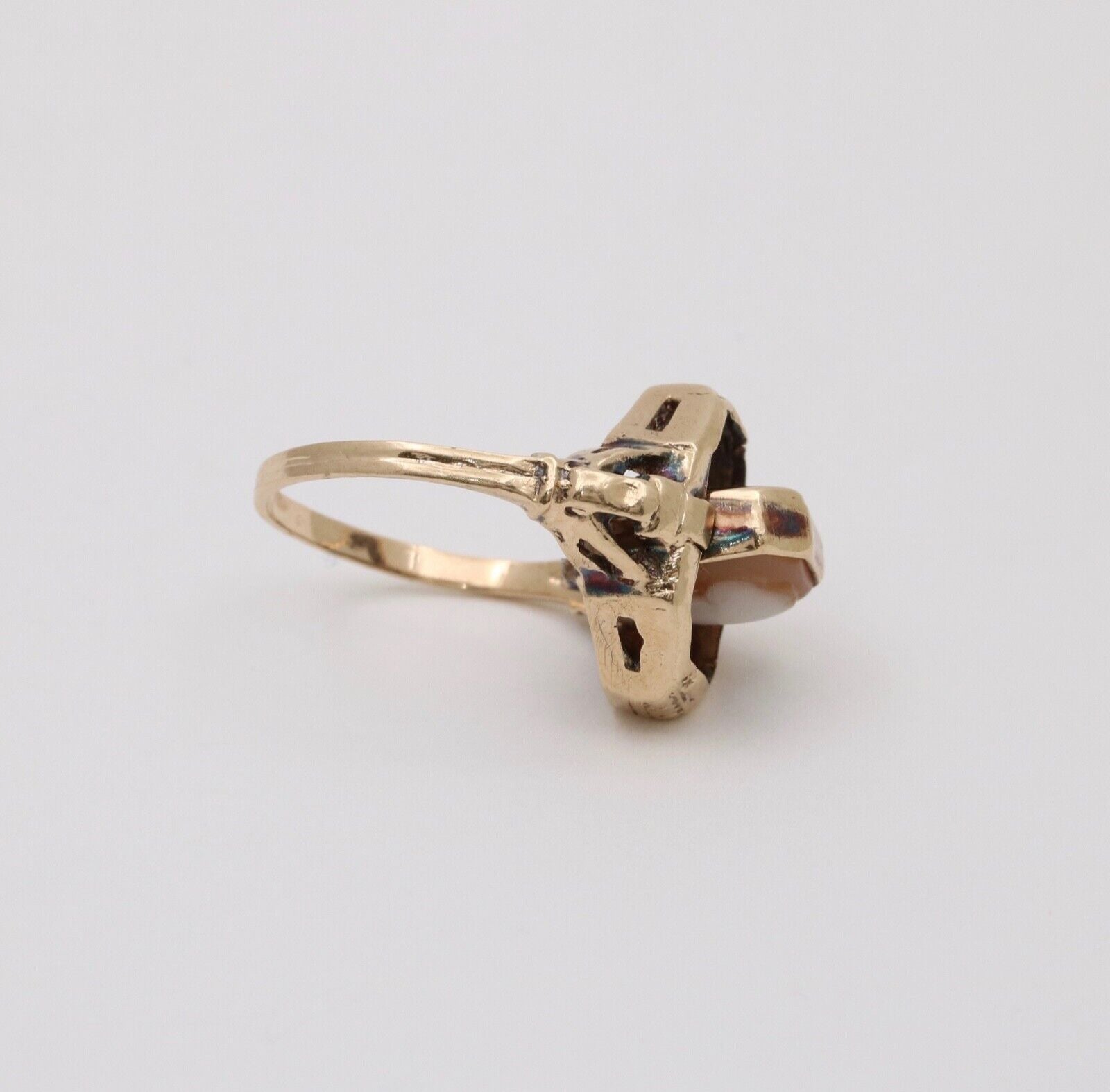 Antique Reversible Cameo and Onyx 10K Yellow Gold Ring