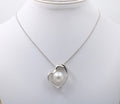 Vintage South Sea Pearl Diamonds 18K White Gold Pendant and Chain
