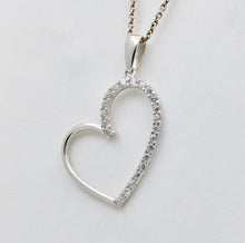 Load image into Gallery viewer, Vintage Heart White CZ 10K White Gold Pendant
