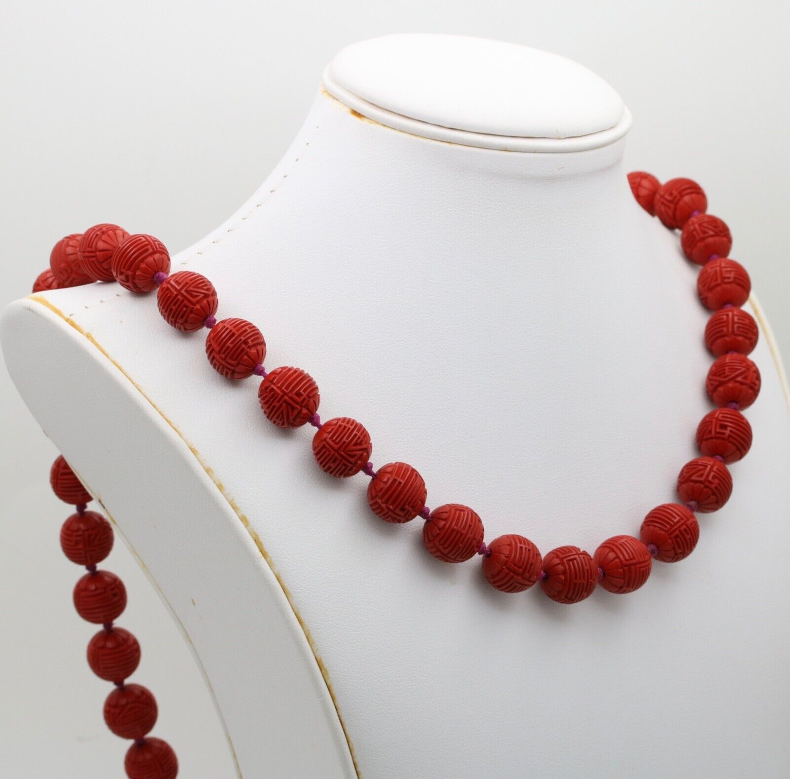 Vintage Red Cinnabar Chanterelle Necklace